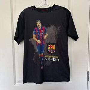 FC Barcelona Jersey Suarez 9 Black Soccer T-Shirt Youth Size XL